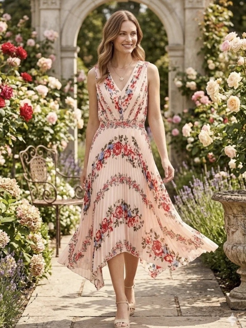 White House Black Market Pleat Midi Dress